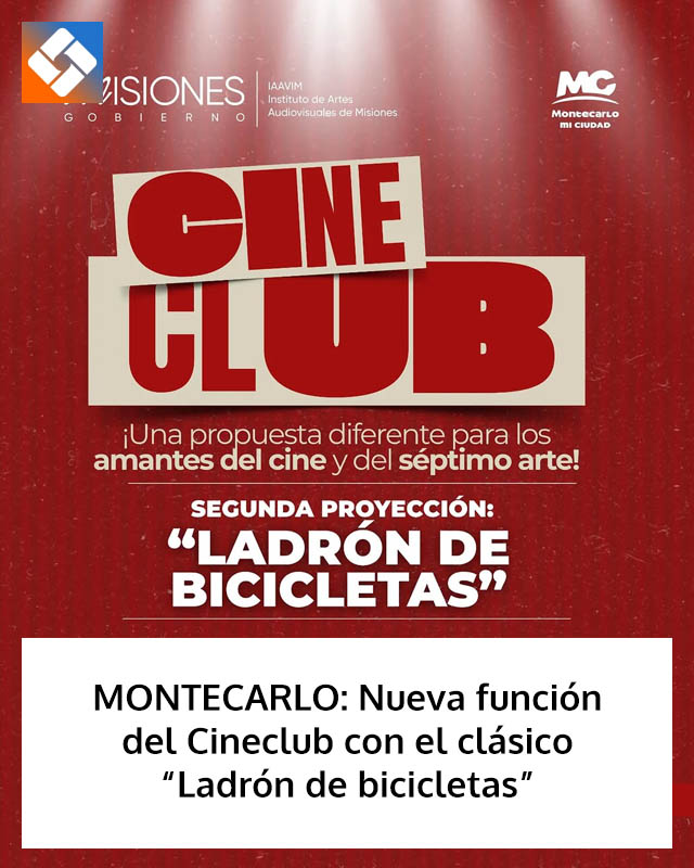 MONTECARLO: Nueva función del Cineclub con el clásico “Ladrón de bicicletas”