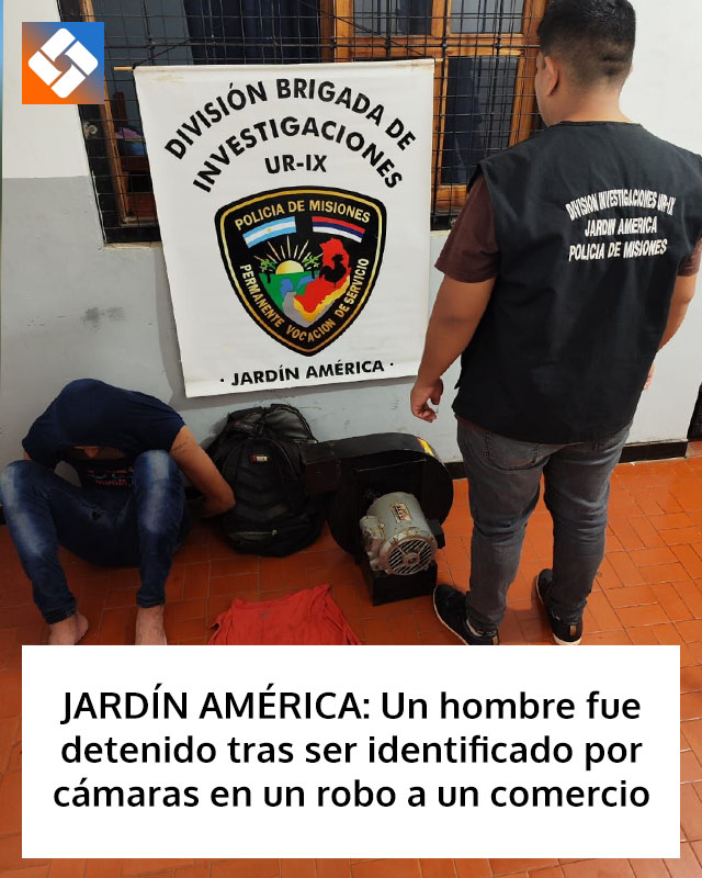 JARDÍN AMÉRICA: Un hombre fue detenido tras ser identificado por cámaras en un robo a un comercio