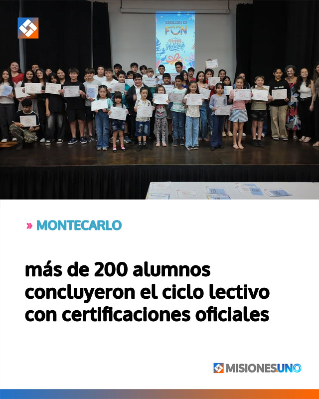MONTECARLO: más de 200 alumnos concluyeron el ciclo lectivo con certificaciones oficiales