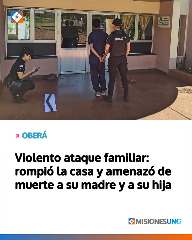 Violento ataque familiar: rompió la casa y amenazó de muerte a su madre y a su hija