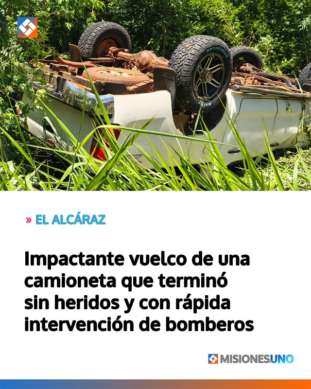 Impactante vuelco de una camioneta que terminó sin heridos y con rápida intervención de bomberos
