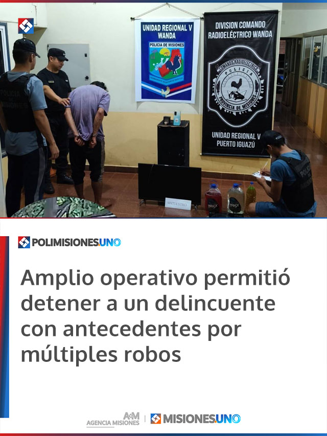 Amplio operativo permitió detener a un delincuente con antecedentes por múltiples robos